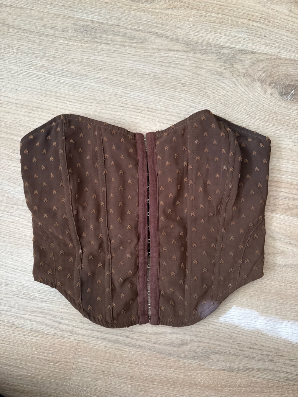 Brown Lace-Up Corset Top